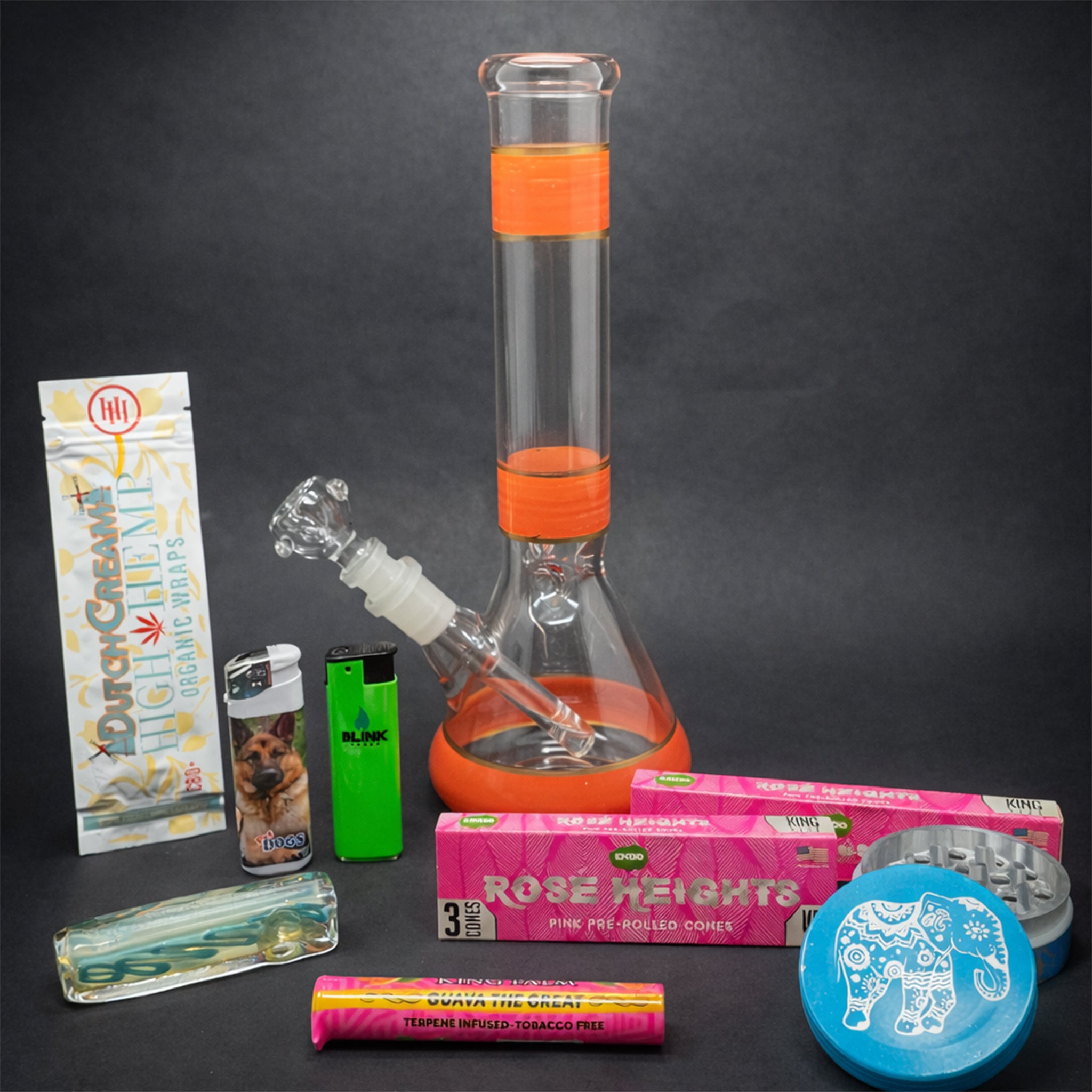 Peach Rose Beaker Bong Combo Combo