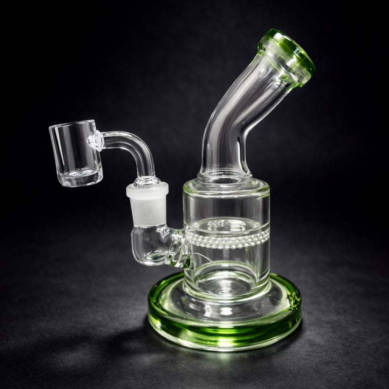 5.5" Green Mini Shower Bend Dab Rig StonedGenie.com