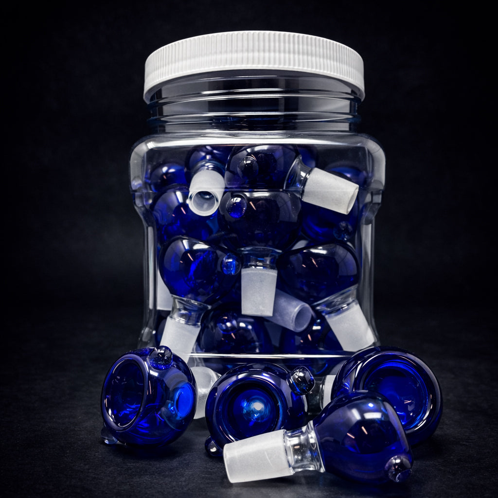 14mm Blue Premium Glass Bowls – 25 Pack | Bulk Wholesale StonedGenie.com