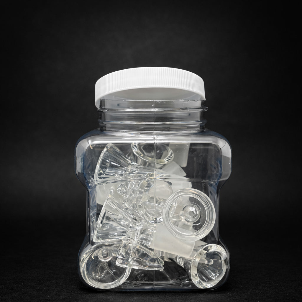 14mm Clear Glass Bowl with Handle – 15 Pack | Bulk Wholesale StonedGenie.com