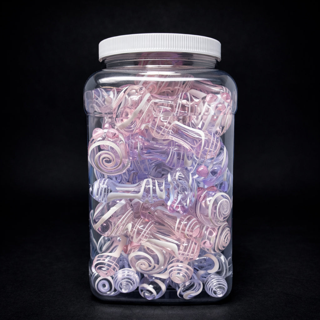 3.5"–4" Pink & Purple Zig Zag Swirl Glass Hand Pipe – Assorted