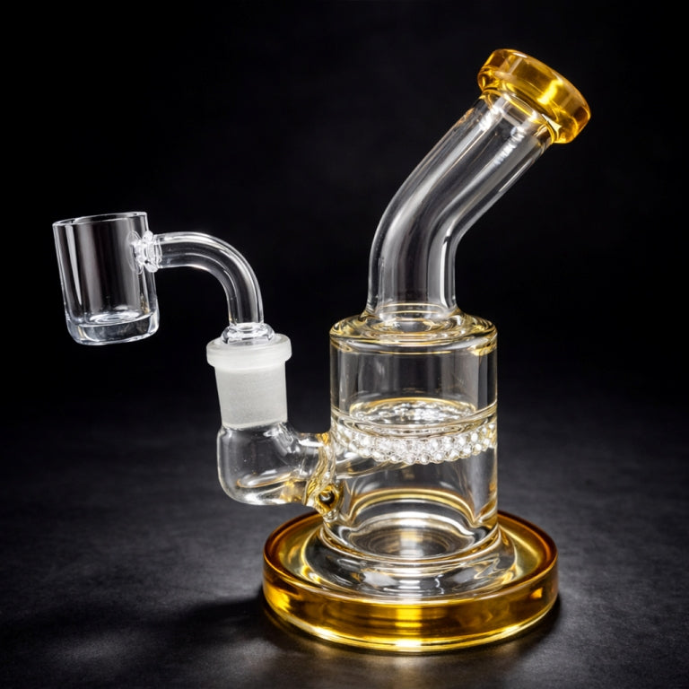 5.5" Yellow Mini Shower Bend Dab Rig StonedGenie.com