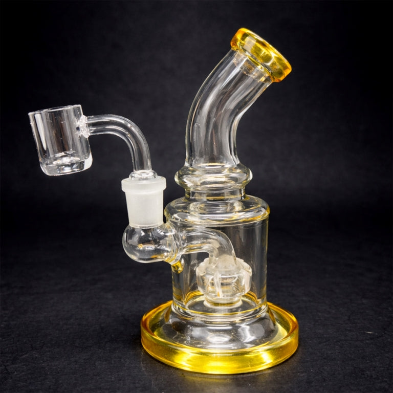 5.5" Yellow Mini Shower Bend Dab Rig StonedGenie.com