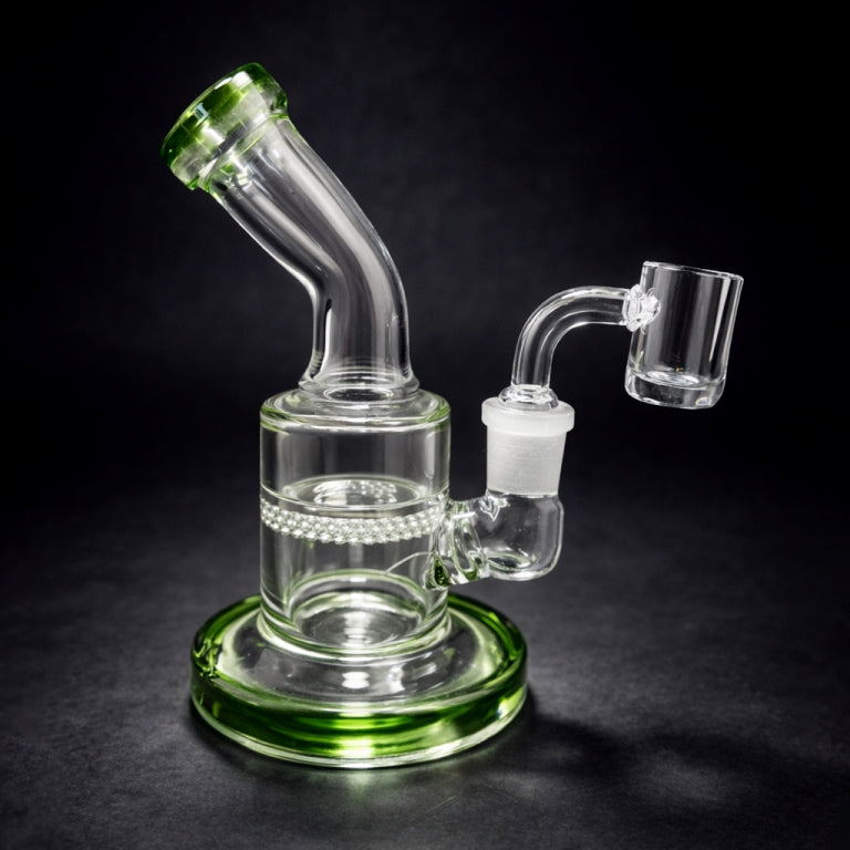 5.5" Green Mini Shower Bend Dab Rig StonedGenie.com