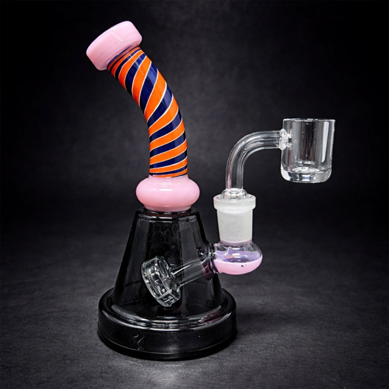 6" Pink Spiral Design Dab Rig StonedGenie.com