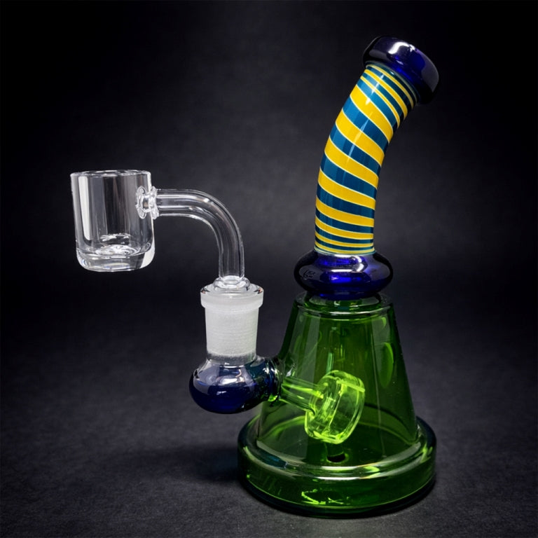 6" Blue Spiral Design Bong Dab Rig StonedGenie.com