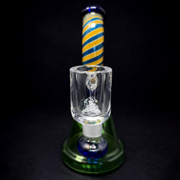 6" Blue Spiral Design Bong Dab Rig StonedGenie.com