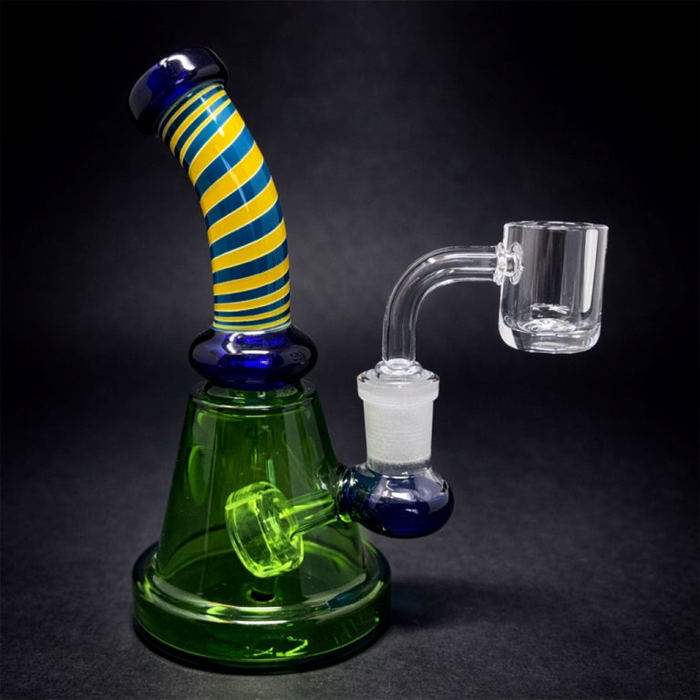 6" Blue Spiral Design Bong Dab Rig StonedGenie.com