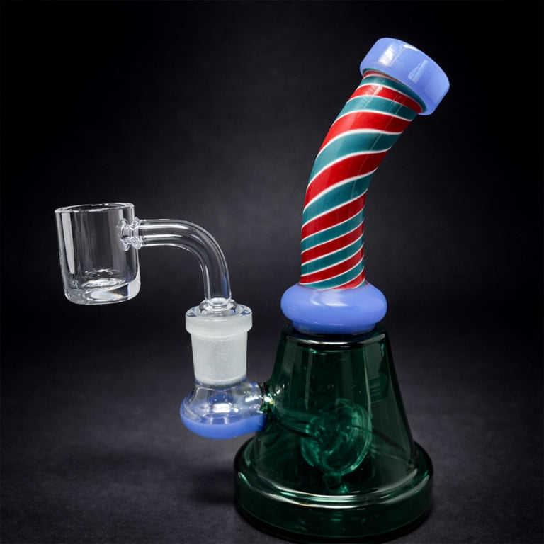 6" Milky Blue Spiral Design Dab Rig StonedGenie.com