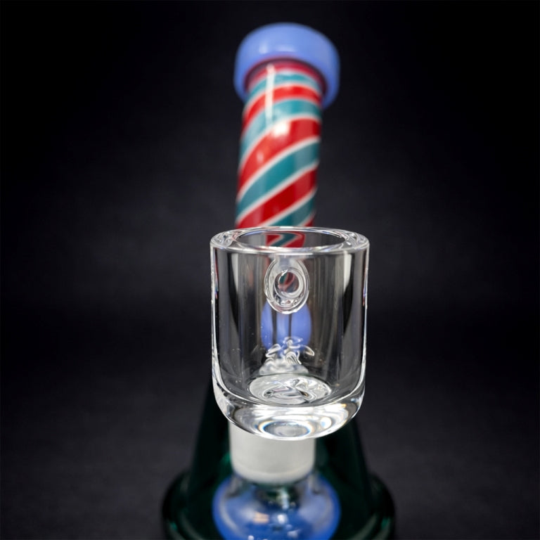 6" Milky Blue Spiral Design Dab Rig StonedGenie.com
