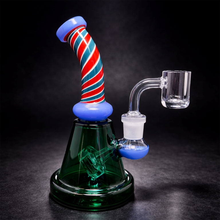 6" Milky Blue Spiral Design Dab Rig StonedGenie.com