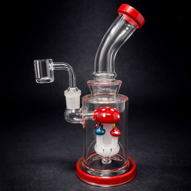 8.5" Red Mushroom Dab Rig StonedGenie.com