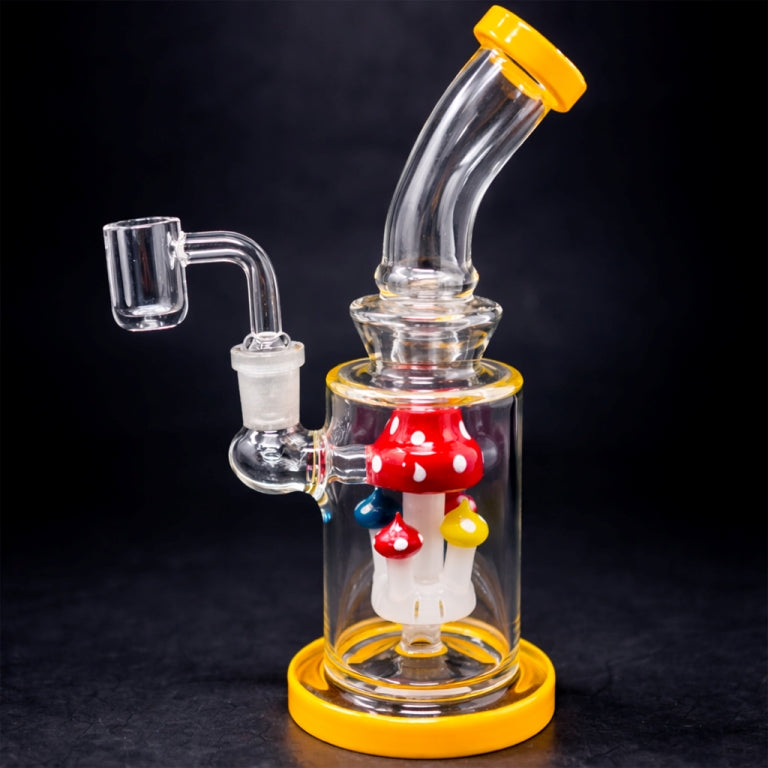 8.5" Yellow Mushroom Dab Rig StonedGenie.com