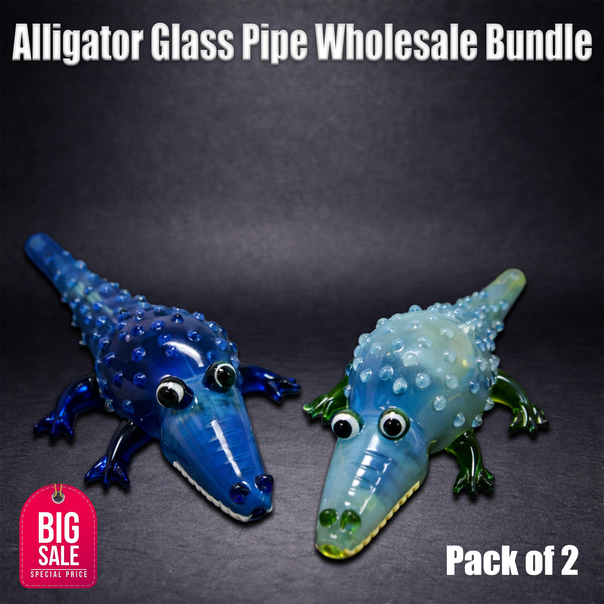Alligator Glass Pipe Wholesale Bundle (2-Pack) StonedGenie.com