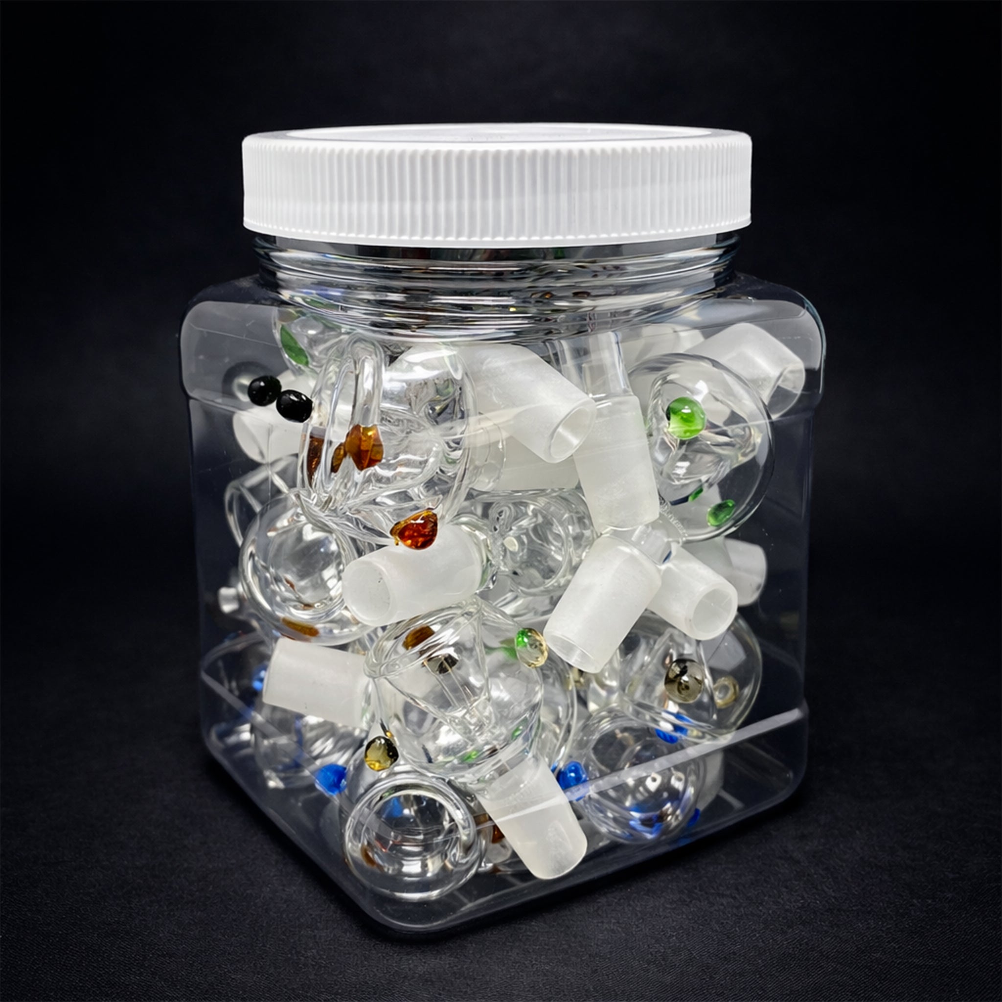 14mm Dotted Glass Bowls – 25 Pack | Bulk Wholesale StonedGenie.com