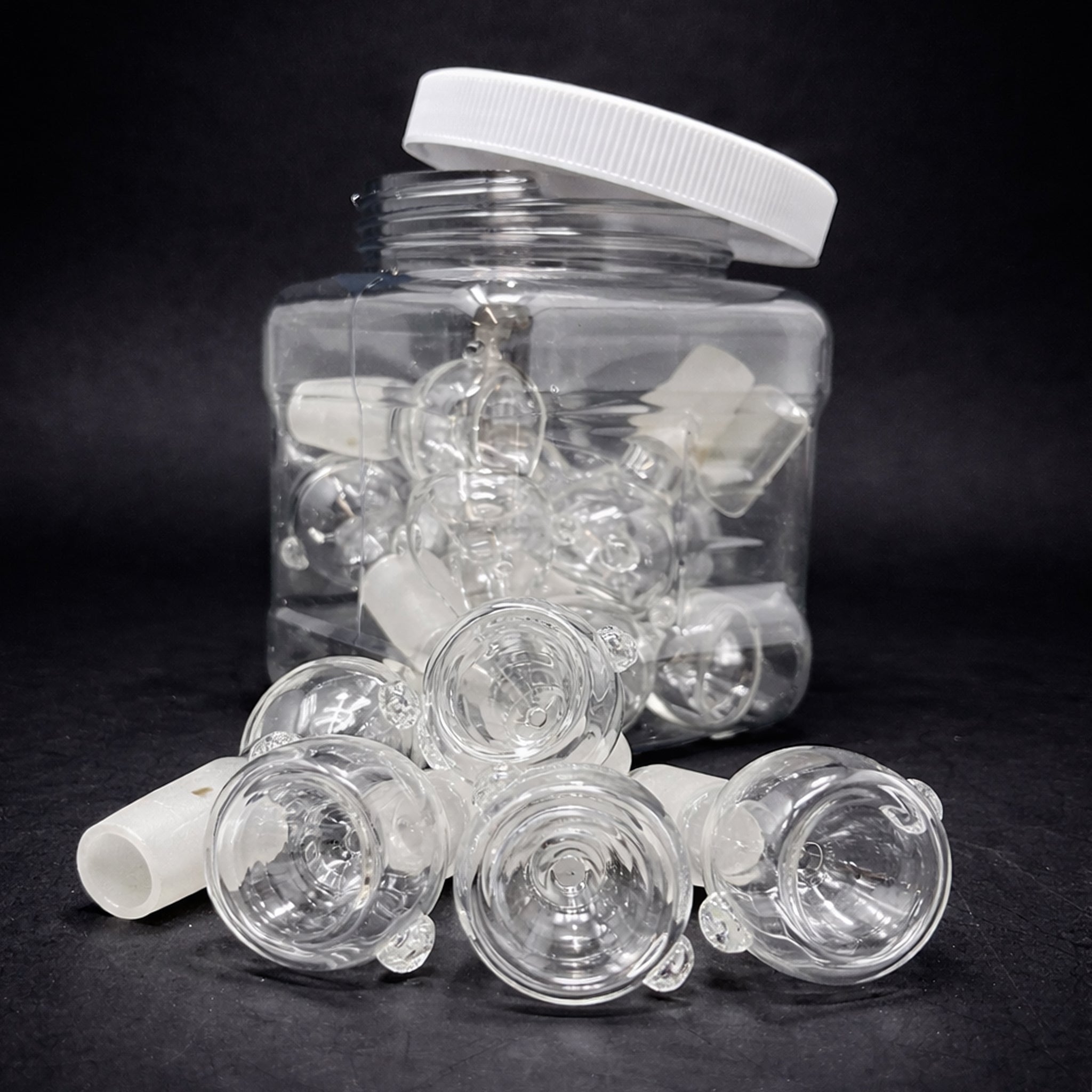 14mm Clear Glass Bowls – 25 Pack | Bulk Wholesale StonedGenie.com