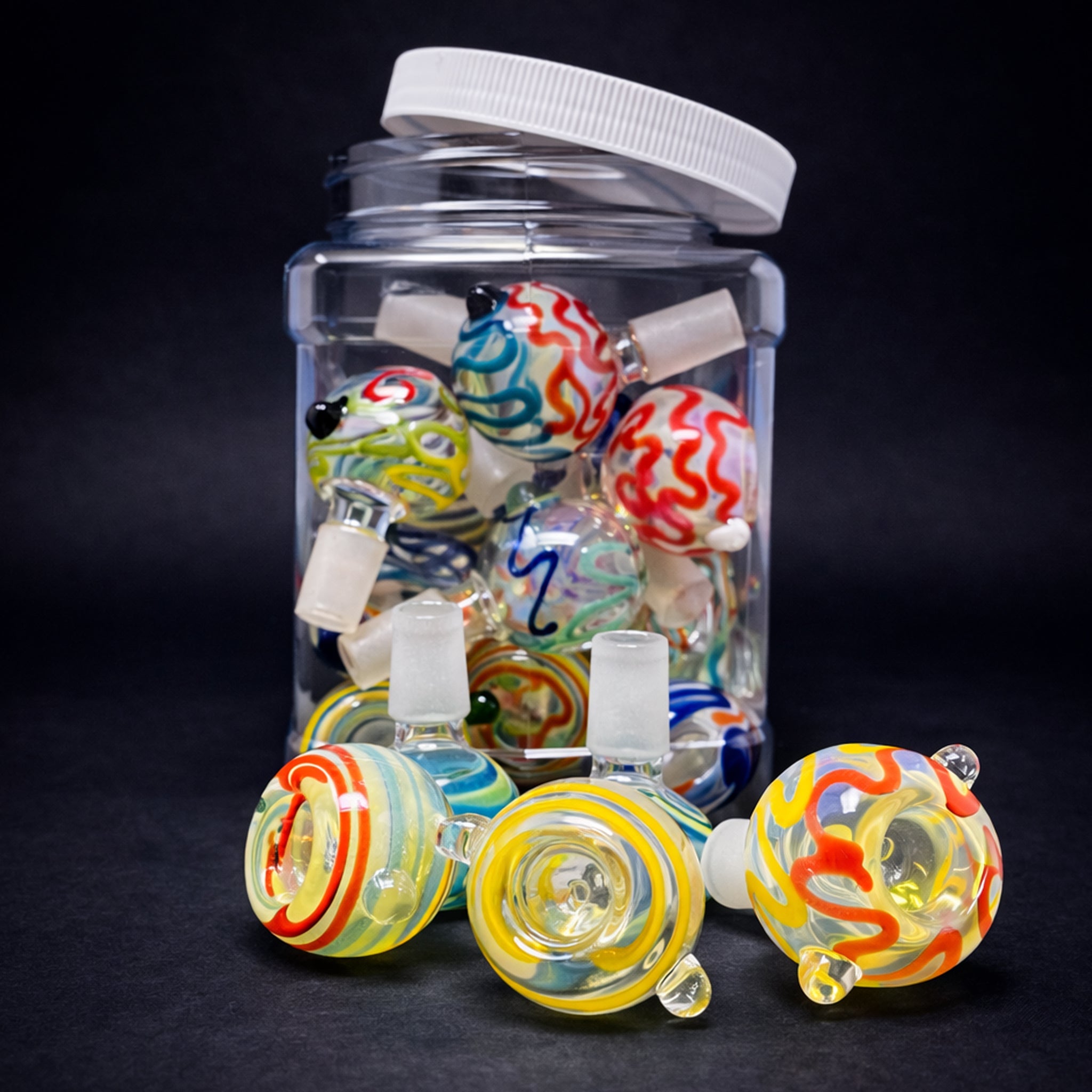 20 Piece Premium Fumed Glass Bowl Pack – Assorted Colors StonedGenie.com
