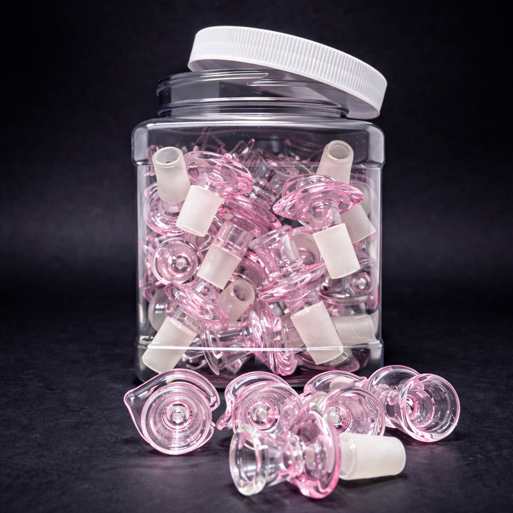 14mm Pink Heart Glass Bowls – 20 Pack | Bulk Wholesale StonedGenie.com