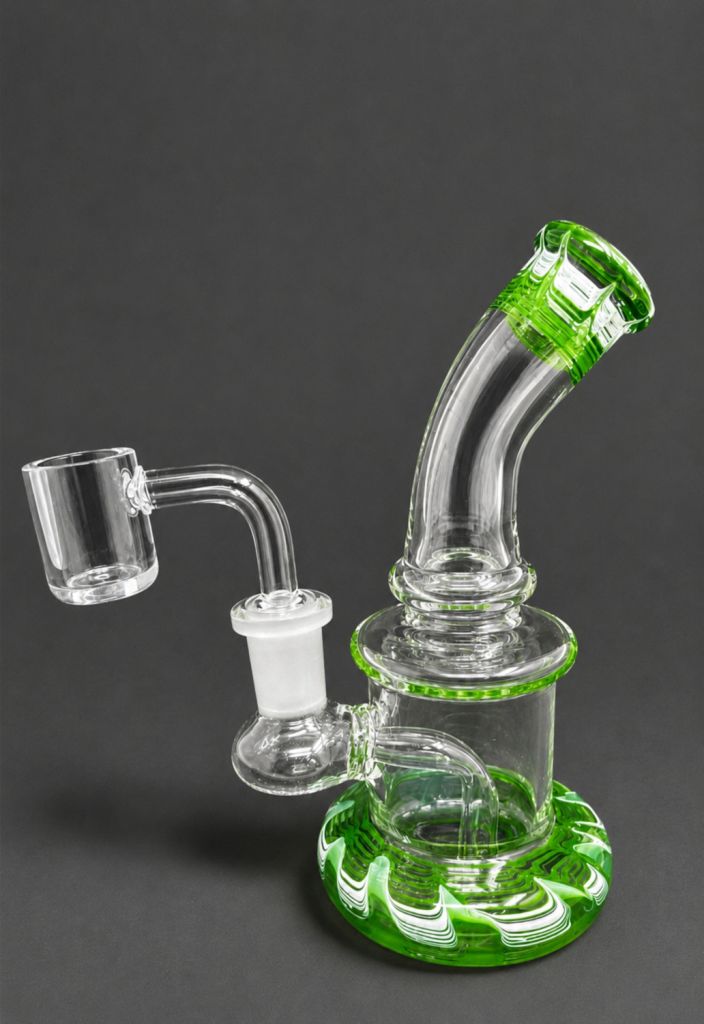 5.5" Psychedelic Green Shower Perc Dab Rig | 14mm Joint