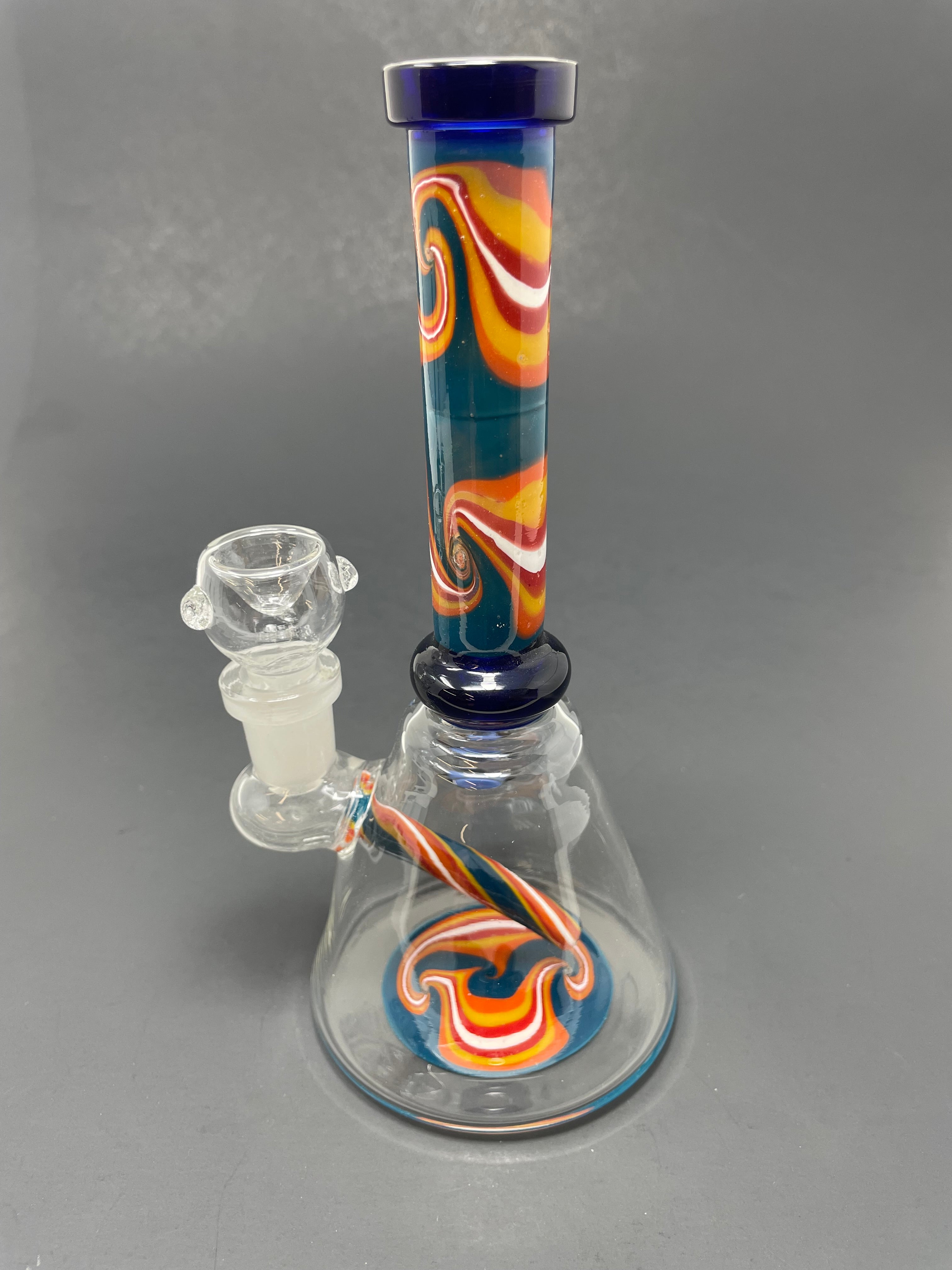 8" Dark Blue Flower Bong