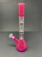 14" Neon Pink Triple Percolator Bong