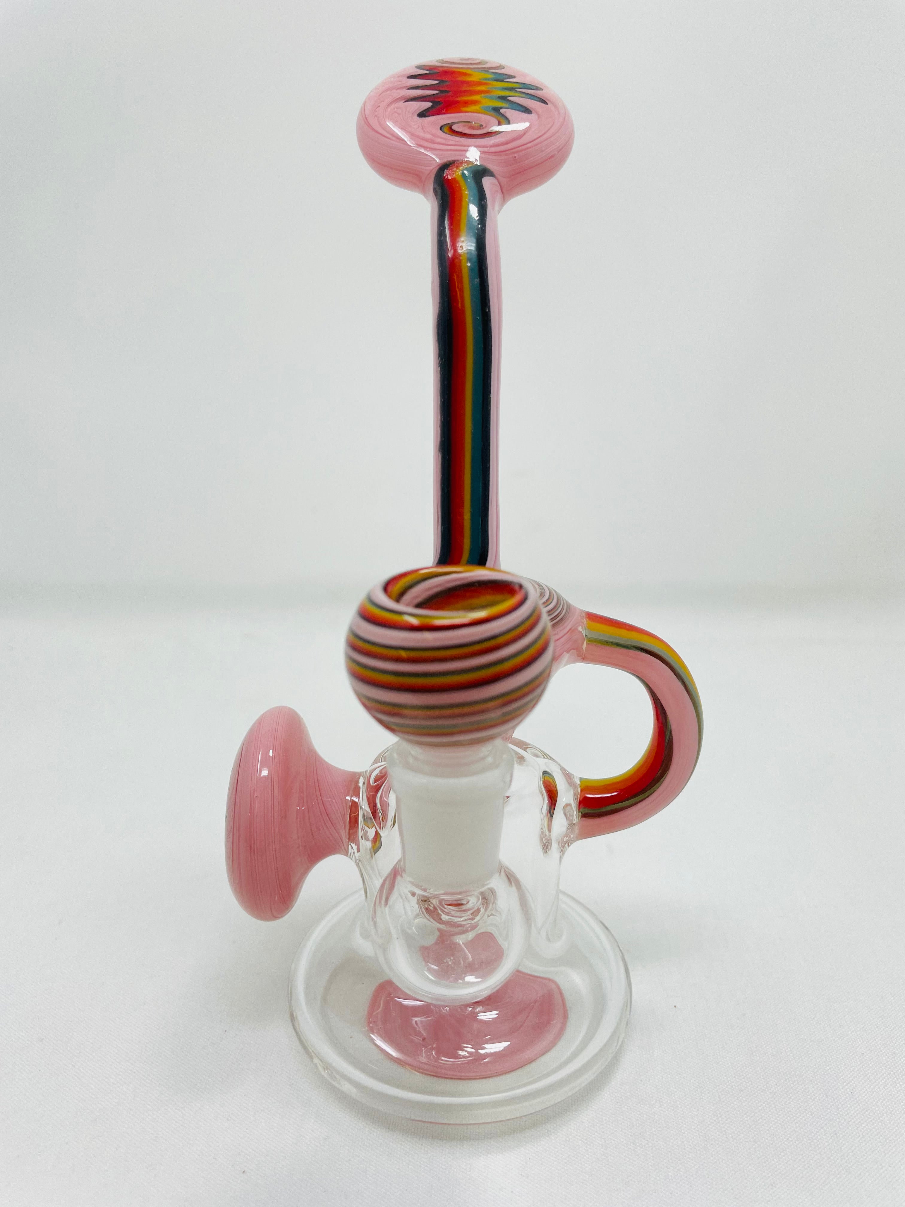 7" Pink Rainbow Recycler Bong