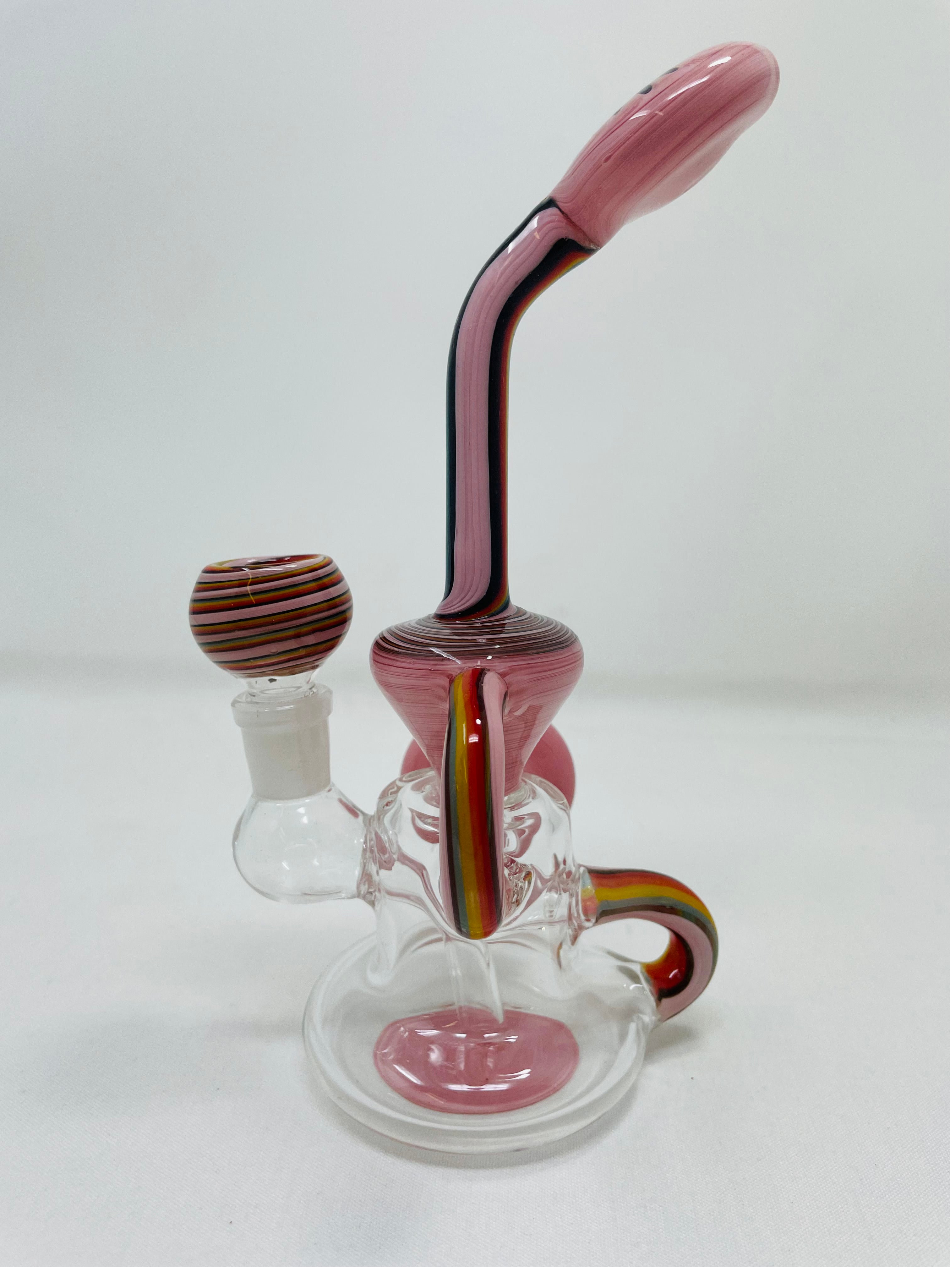 7" Pink Rainbow Recycler Bong