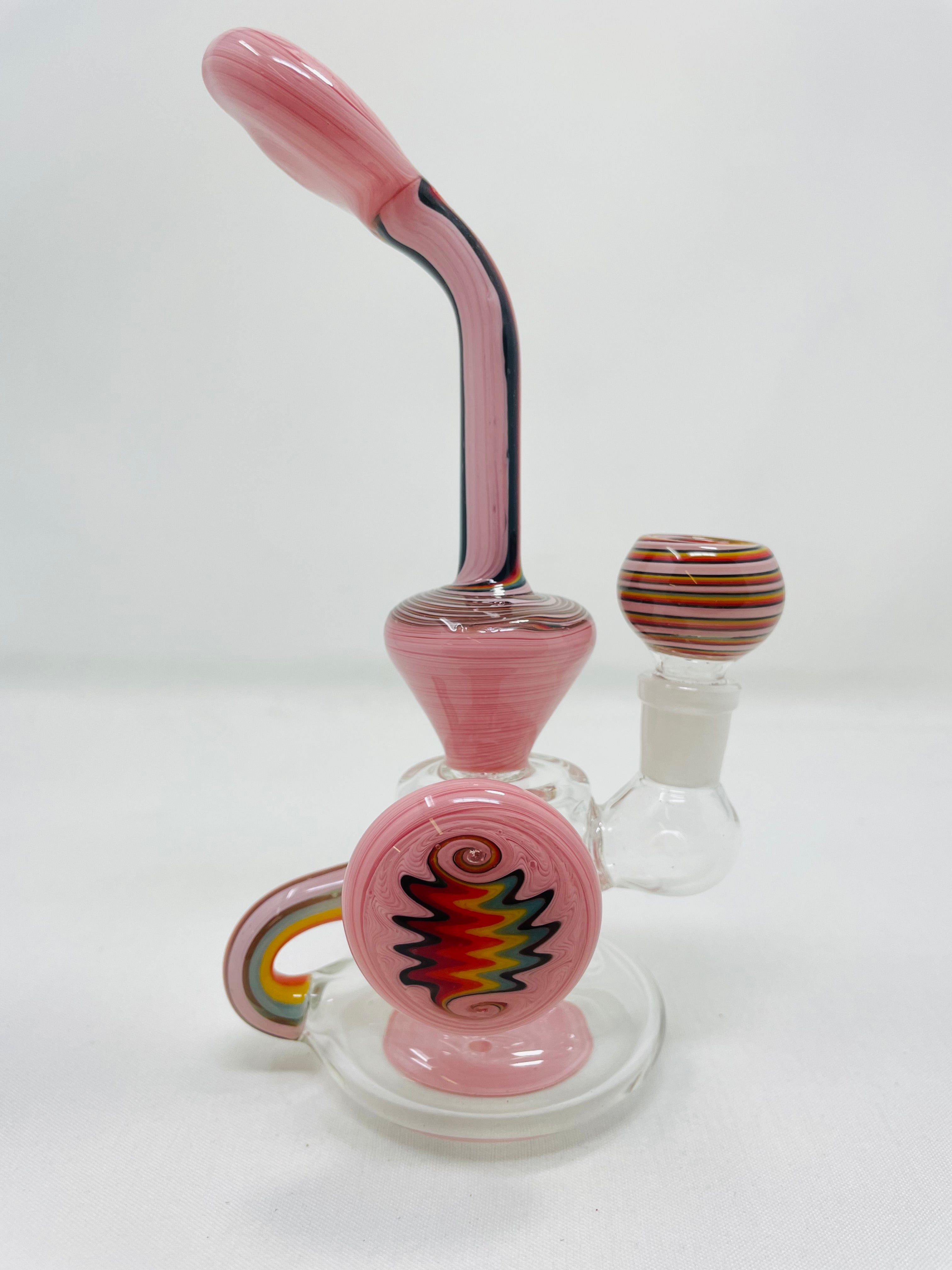 7" Pink Rainbow Recycler Bong