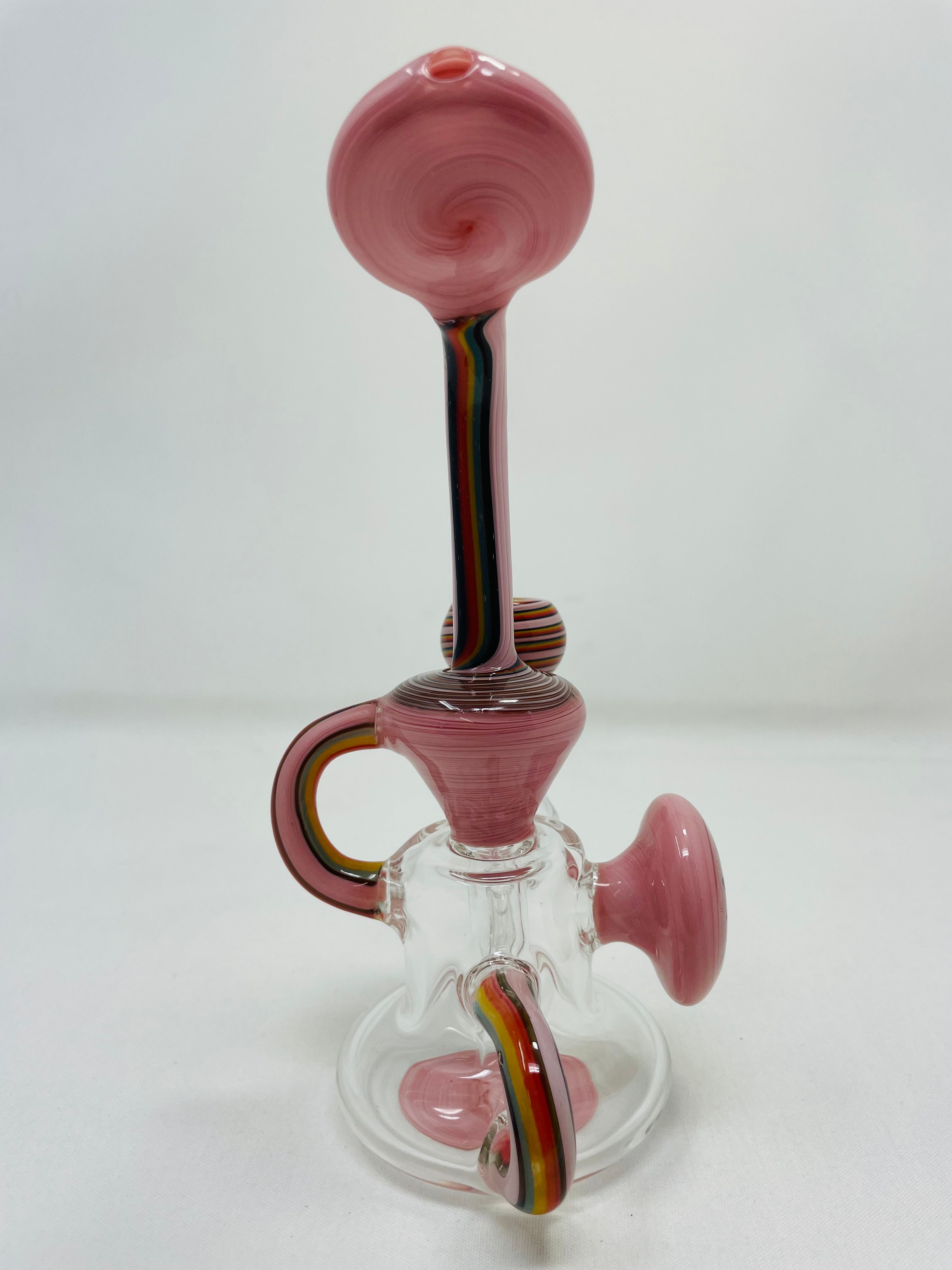 7" Pink Rainbow Recycler Bong