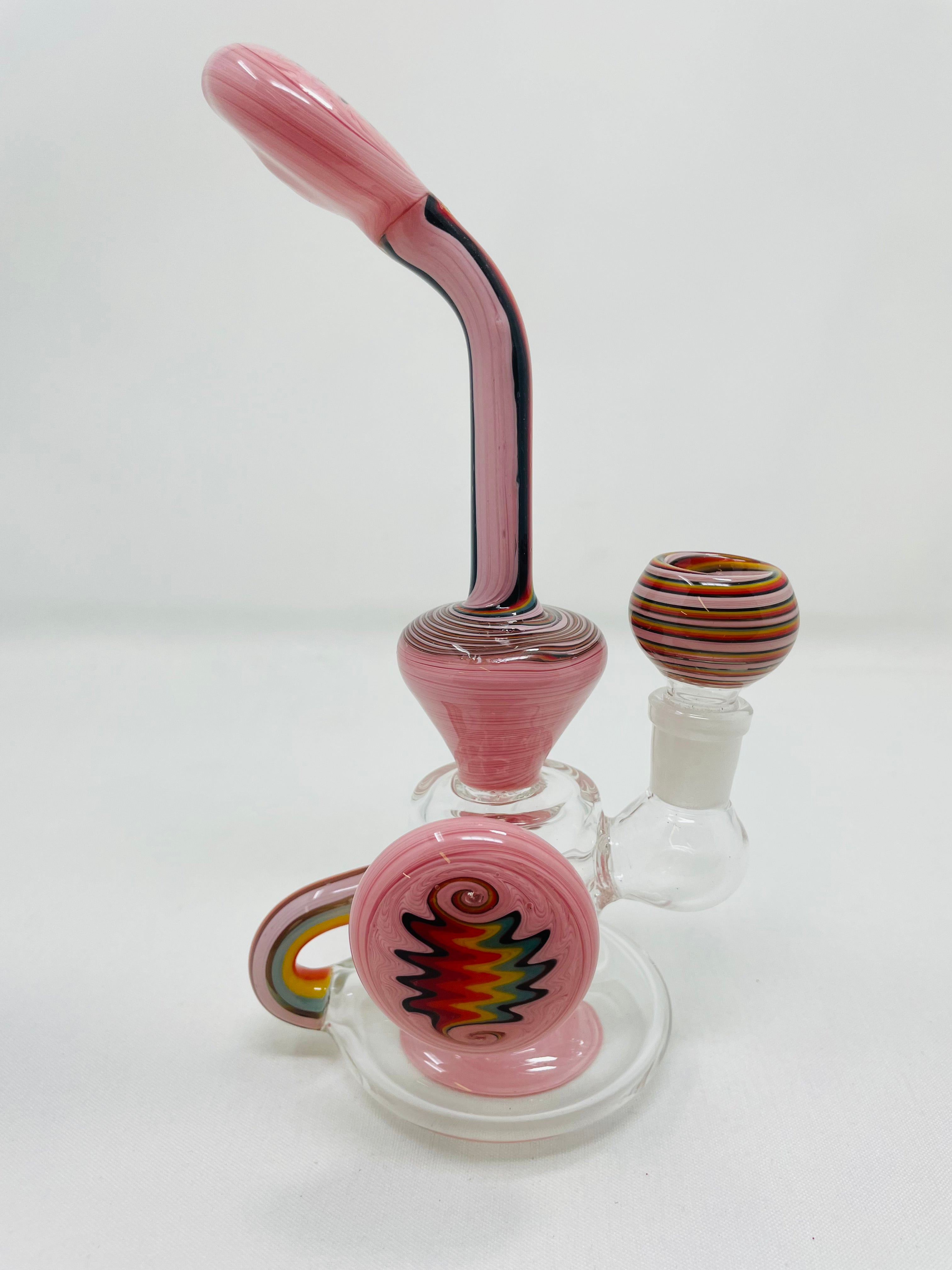 7" Pink Rainbow Recycler Bong