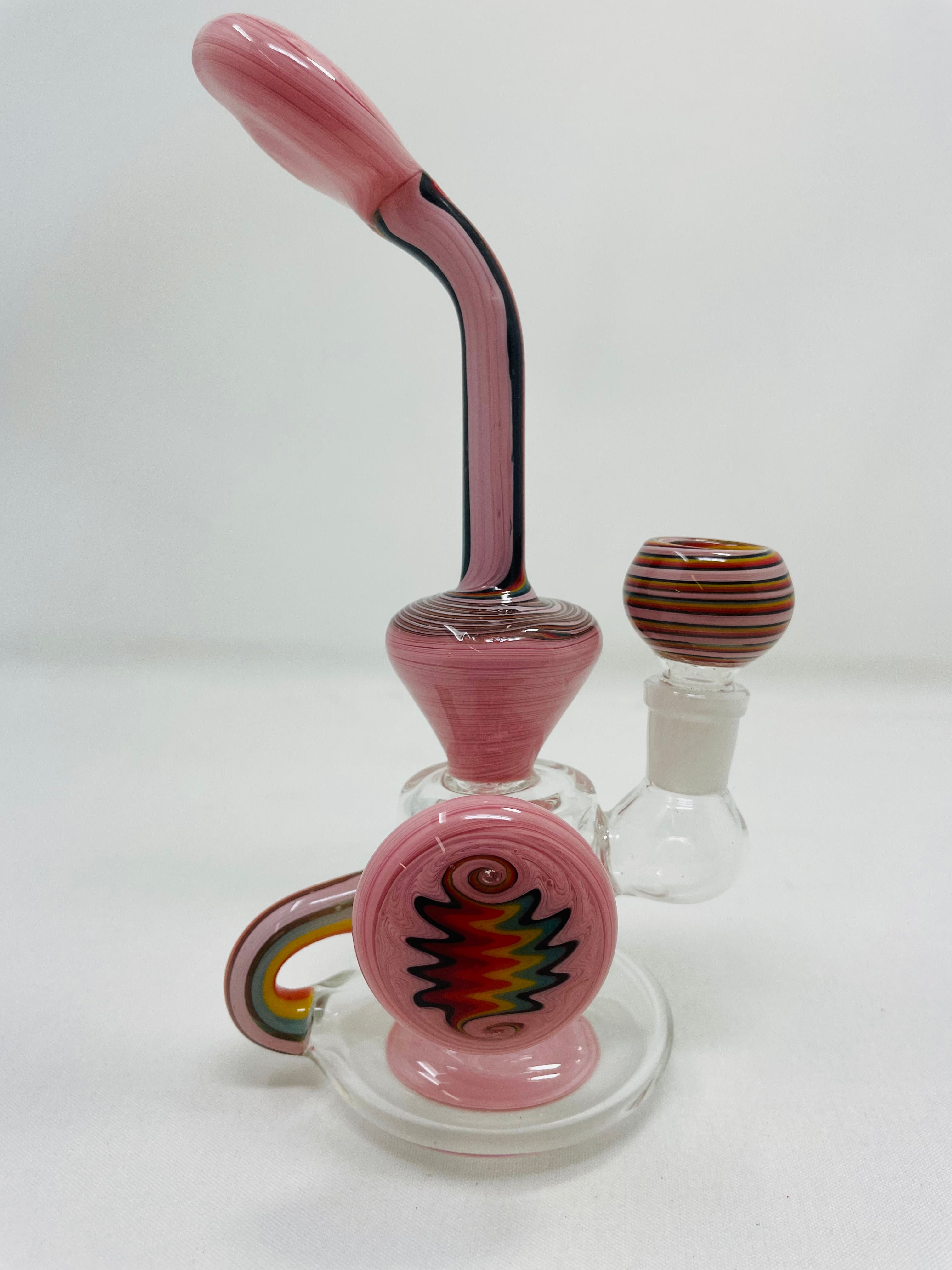 7" Pink Rainbow Recycler Bong