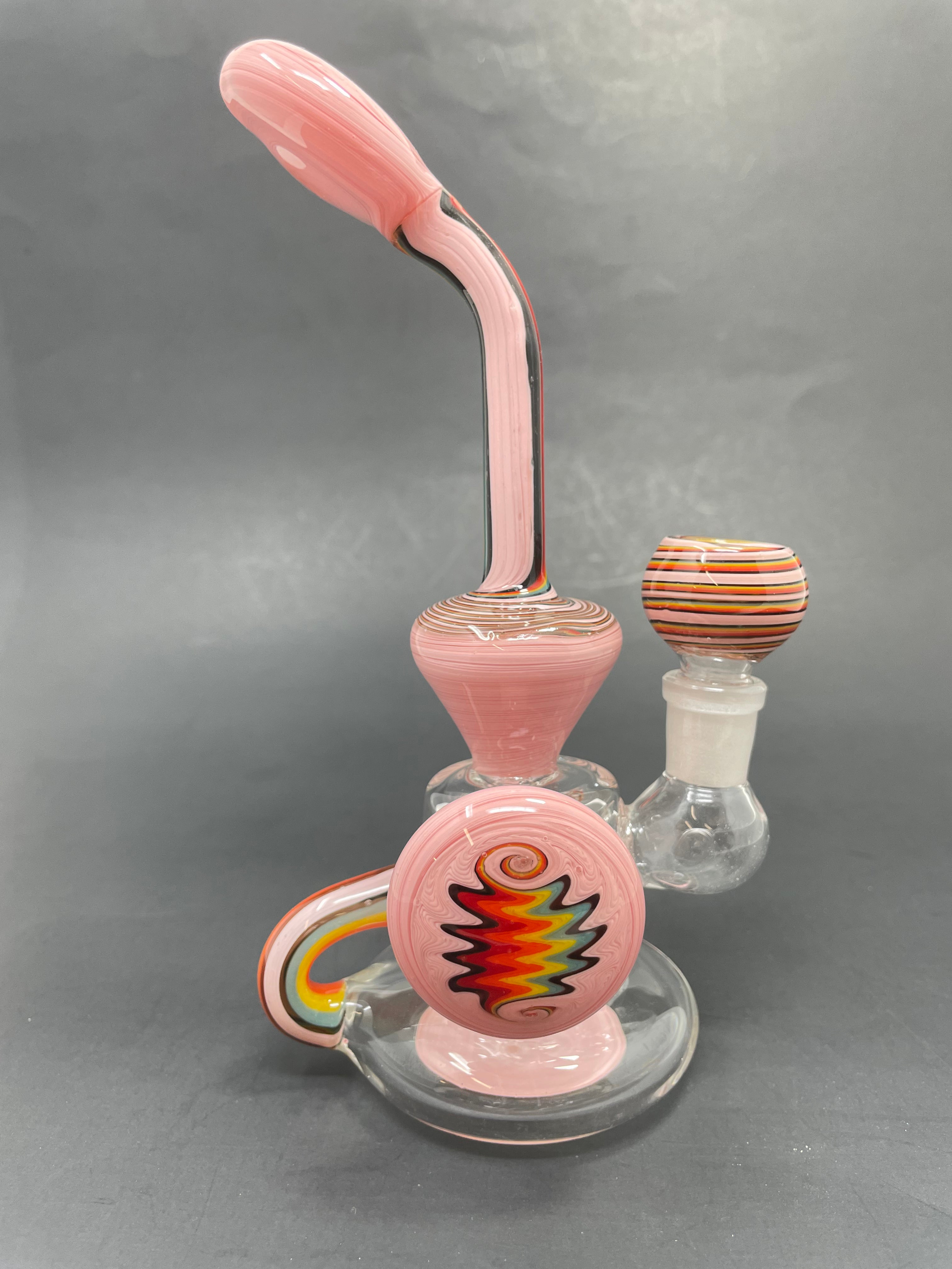 7" Pink Rainbow Recycler Bong