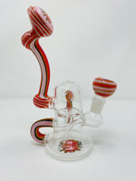 7" Pink Round Recycler Bong