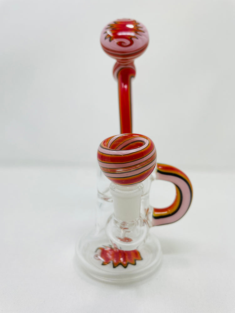 7" Pink Round Recycler Bong