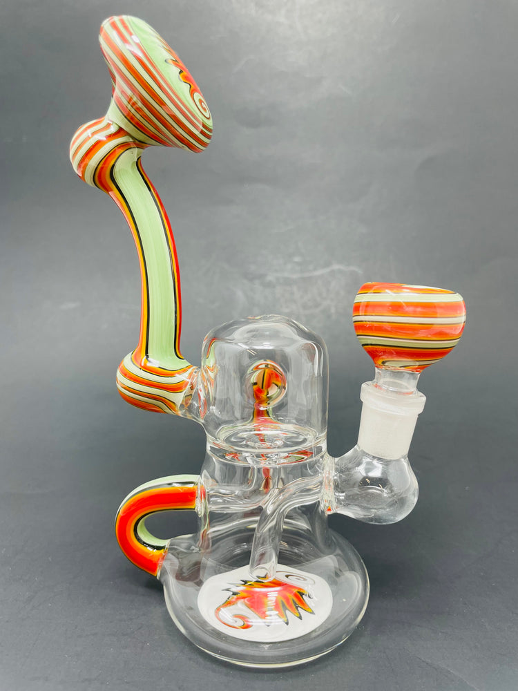 7" Green Round Recycler Bong