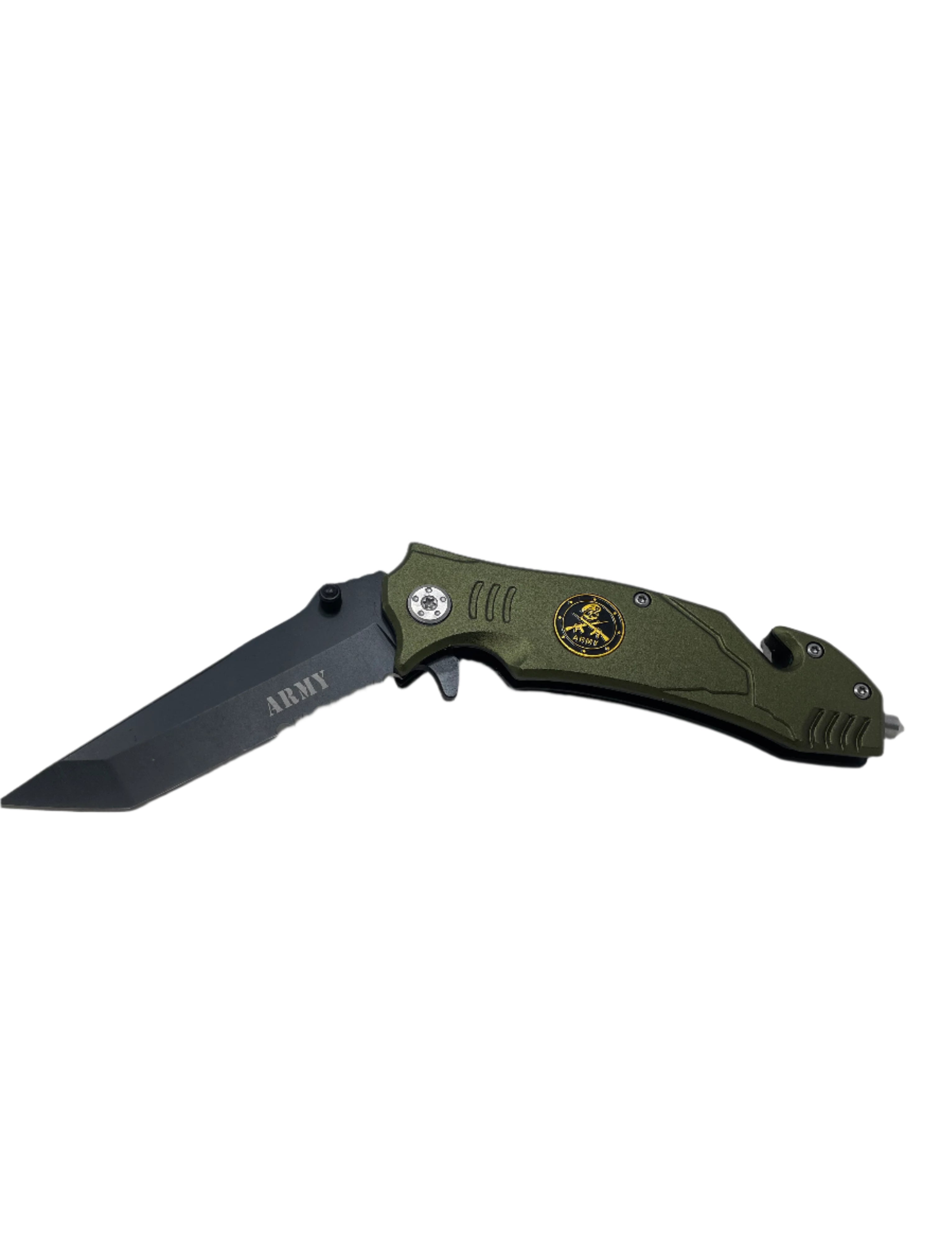 4.5" Olive Green Tactical Knife with Metal Handle