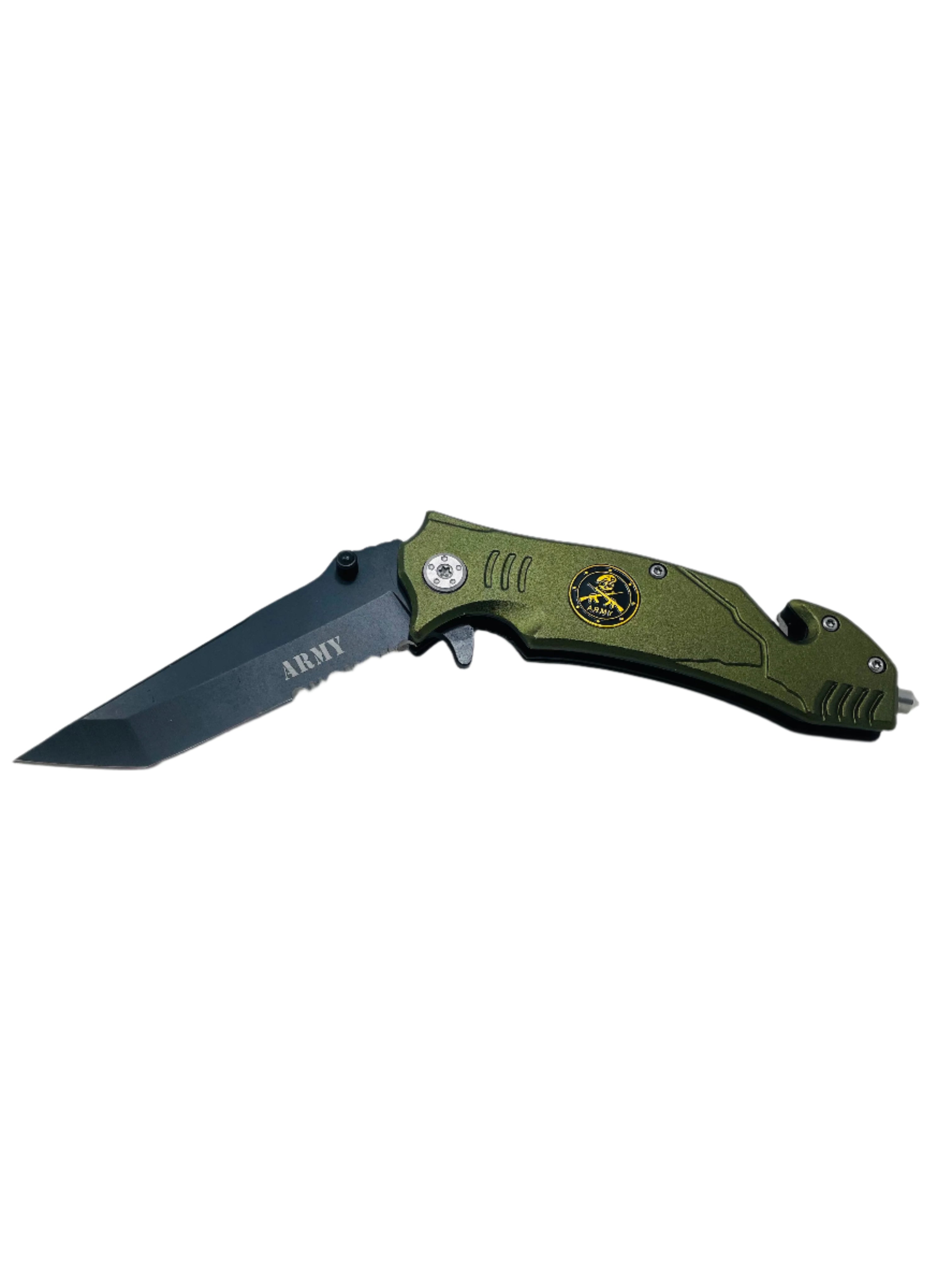 4.5" Olive Green Tactical Knife with Metal Handle