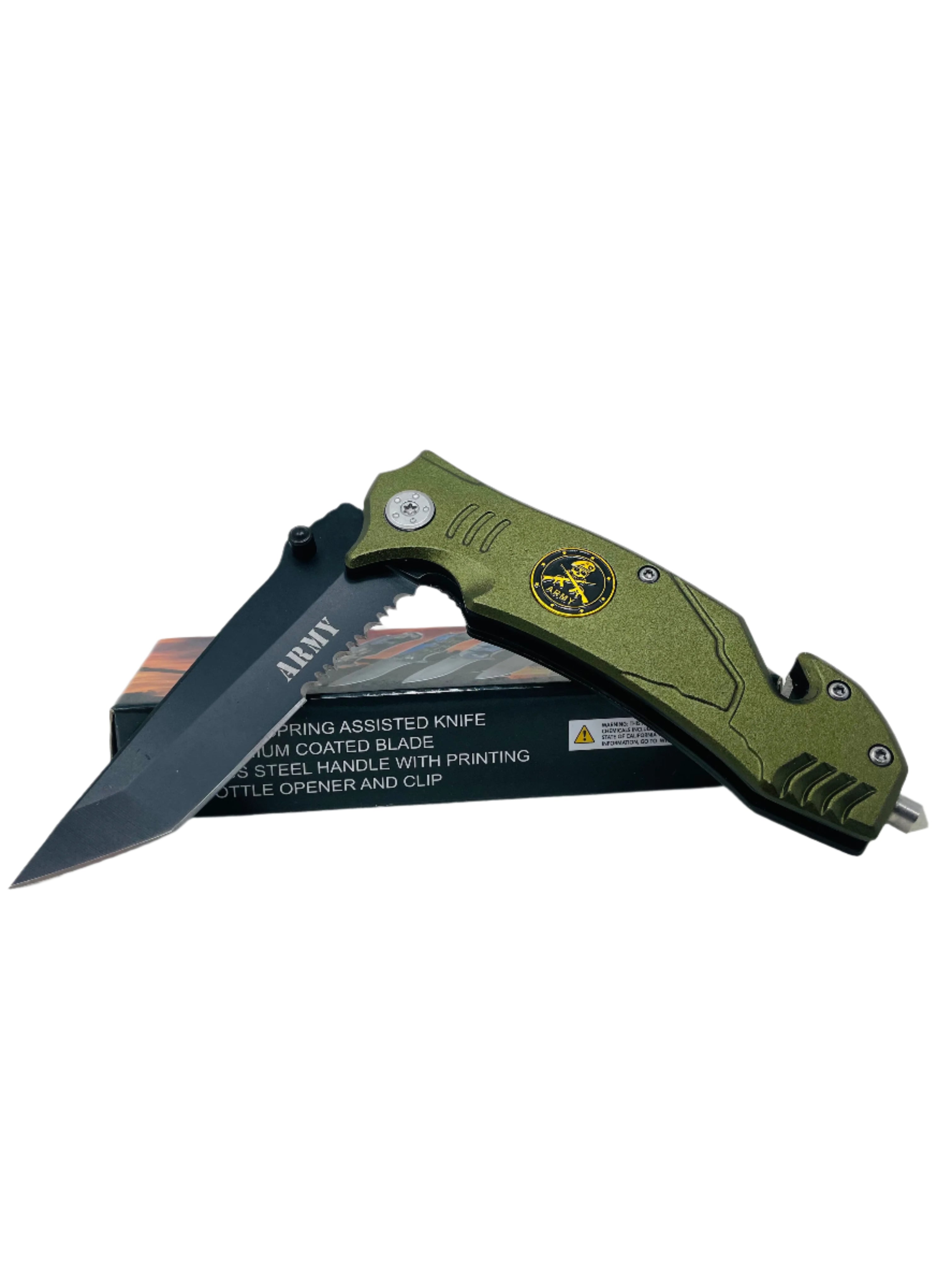 4.5" Olive Green Tactical Knife with Metal Handle