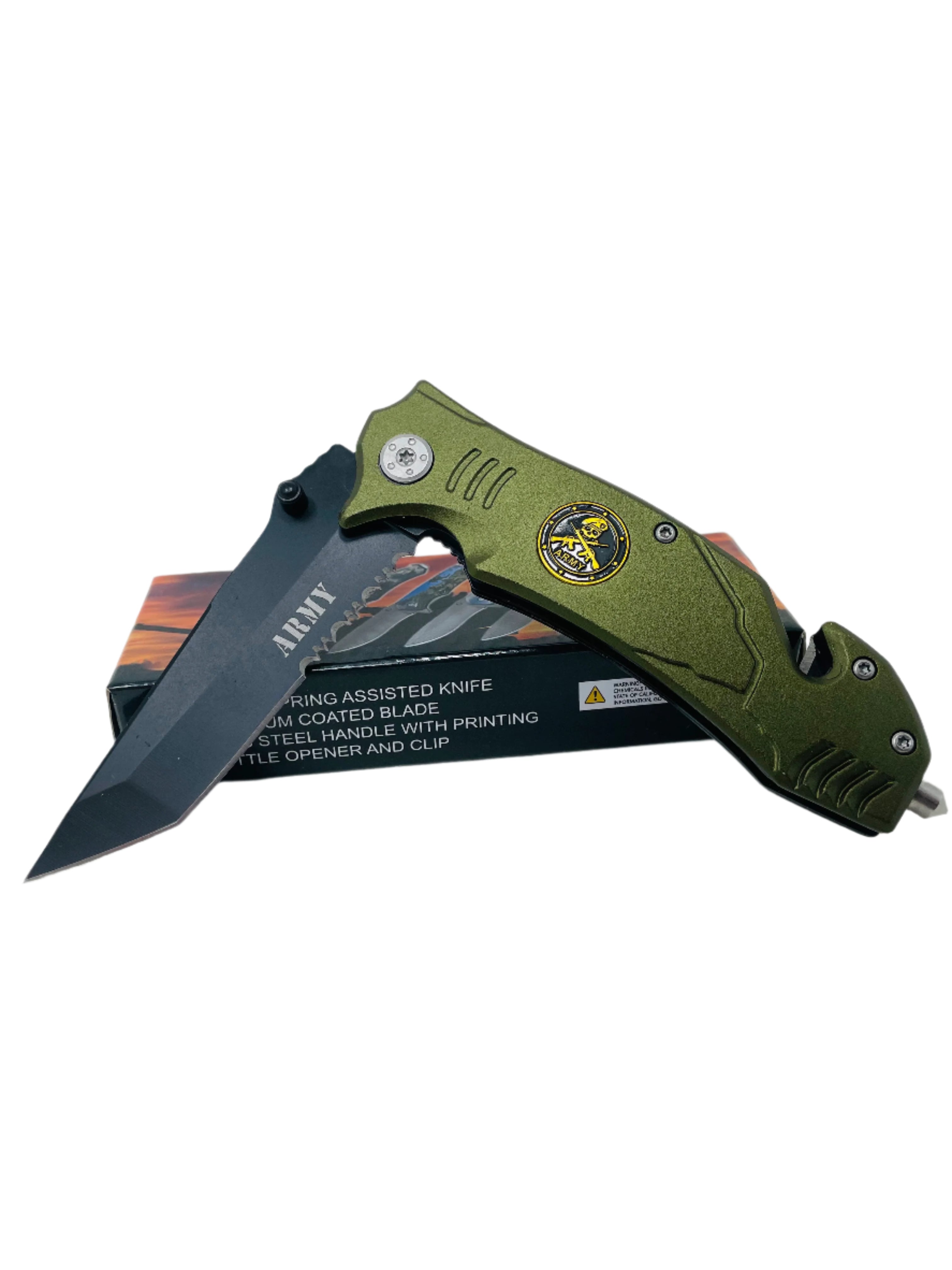 4.5" Olive Green Tactical Knife with Metal Handle