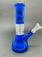 8" Blue Crackle Single Percolator Beaker Bong