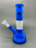 8" Blue Crackle Single Percolator Beaker Bong