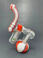 7" Red/White Double Chamber Bubbler