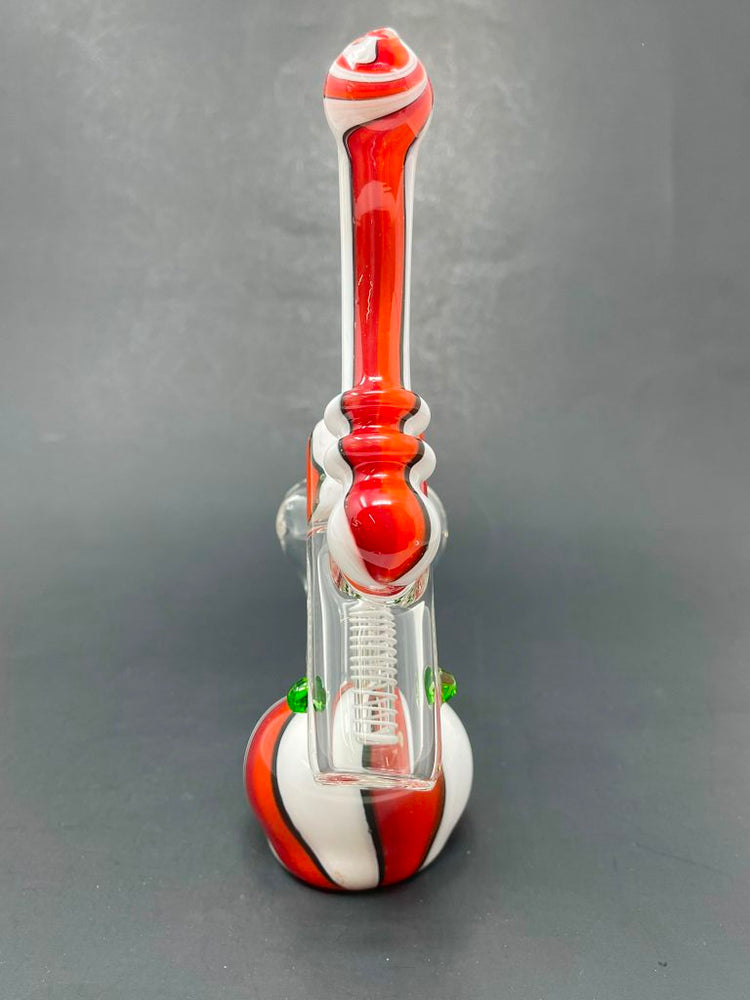 7" Red/White Double Chamber Bubbler