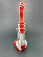 7" Red/White Double Chamber Bubbler