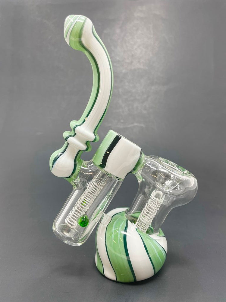 7" Green/White Double Chamber Bubbler
