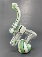 7" Green/White Double Chamber Bubbler