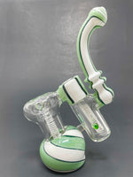 7" Green/White Double Chamber Bubbler