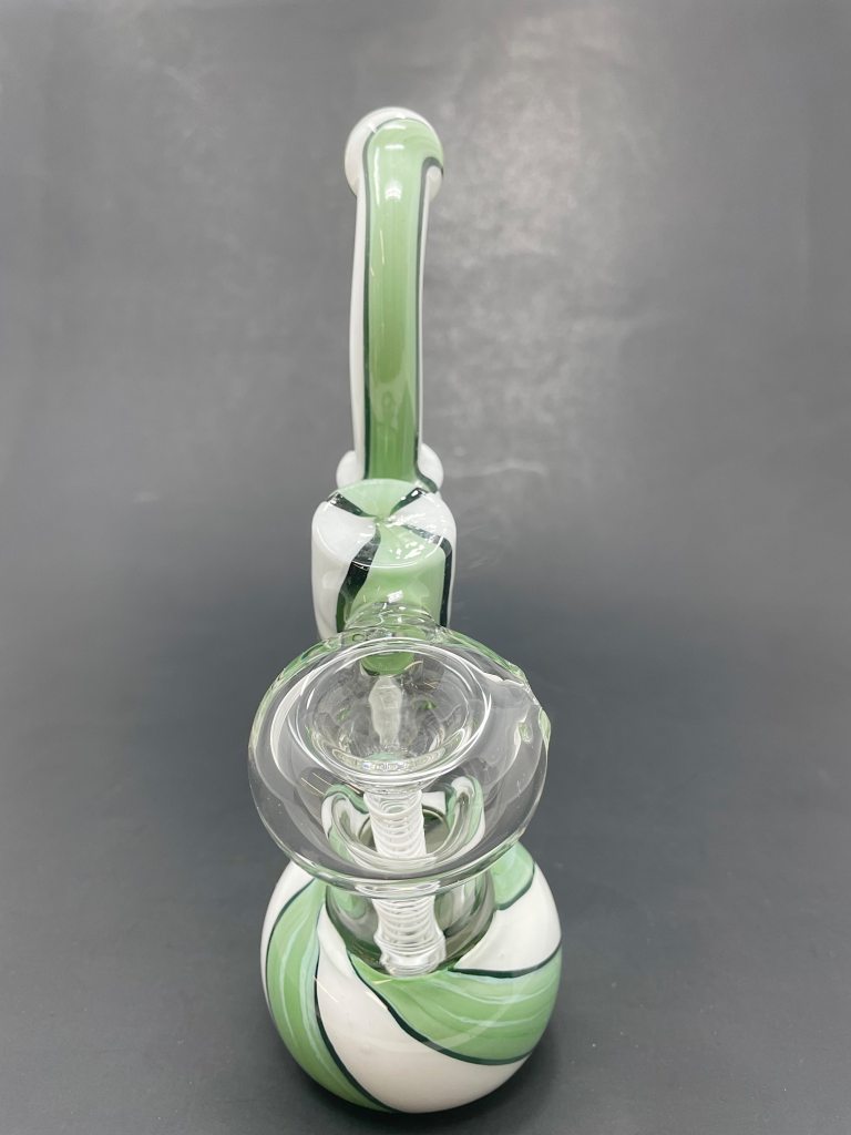 7" Green/White Double Chamber Bubbler