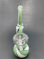 7" Green/White Double Chamber Bubbler