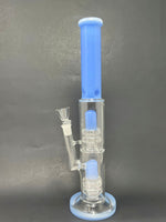 14" Milky Blue Double Percolator Bong w/ Ice Catcher
